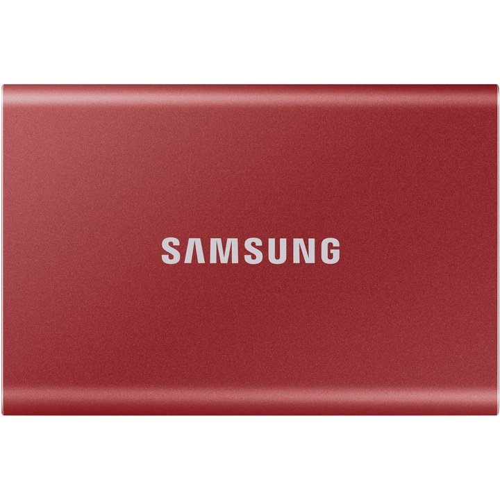 Външен SSD Samsung T7, Преносим, 500GB, USB 3.2, Metallic Red
