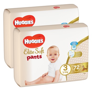 Scutece chilotel Huggies Elite Soft Pants 3 Giga Pack, 6-11 kg, 144 buc