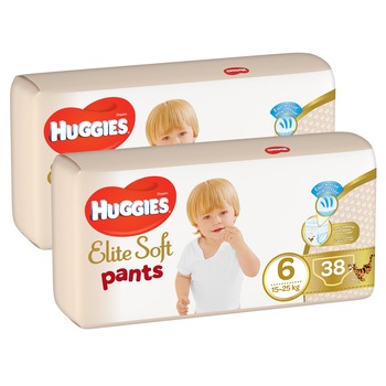 Scutece chilotel Huggies Elite Soft Pants 6 Giga Pack, 15-25 kg, 76 buc Scutece chilotel Huggies Elite Soft Pants 6 Giga Pack, 15-25 kg, 76 buc