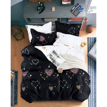 Set Lenjerie de Pat din Finet cu 2 Fete, 6 Piese, Pat 2 Persoane, Powder Hearts Set Lenjerie de Pat din Finet cu 2 Fete, 6 Piese, Pat 2 Persoane, Powder Hearts