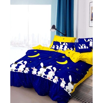 Set Lenjerie de Pat din Finet cu 2 Fete, 6 Piese, Pat 2 Persoane, Bunny Family Set Lenjerie de Pat din Finet cu 2 Fete, 6 Piese, Pat 2 Persoane, Bunny Family