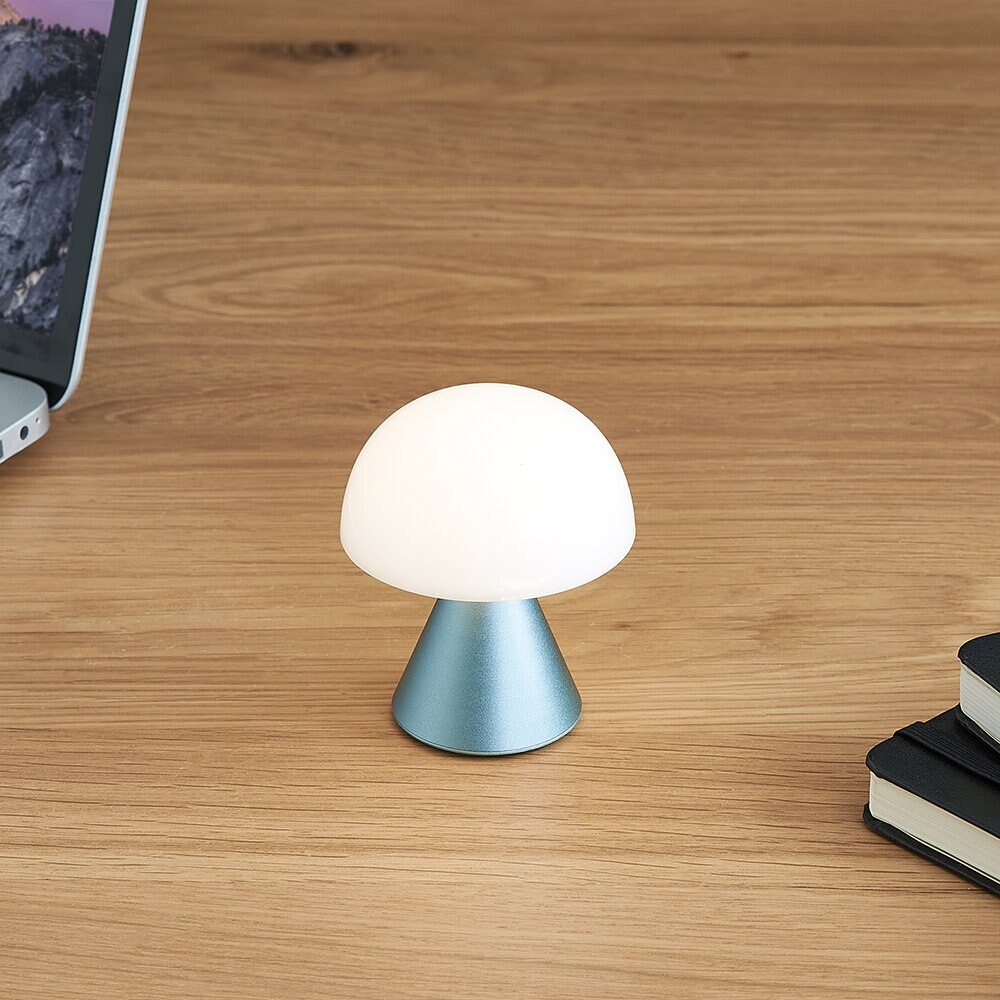 Lampa LED portabila Lexon, Mina, reincarcabila prin USB, reglare intensitate lumina, autonomie baterie 12 h, lumina calda sau rece, bleau