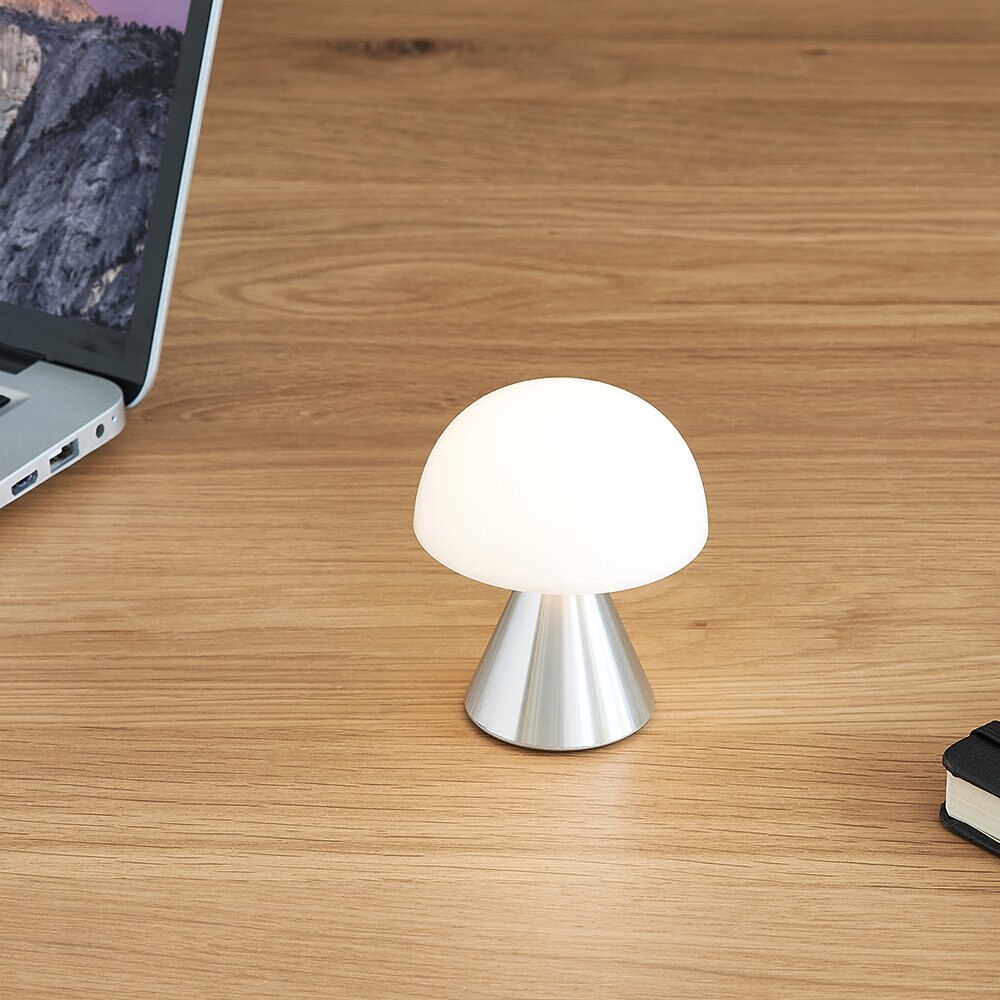 Lampa LED portabila Lexon, Mina, reincarcabila prin USB, reglare intensitate lumina, autonomie baterie 12 h, lumina calda sau rece, argintiu