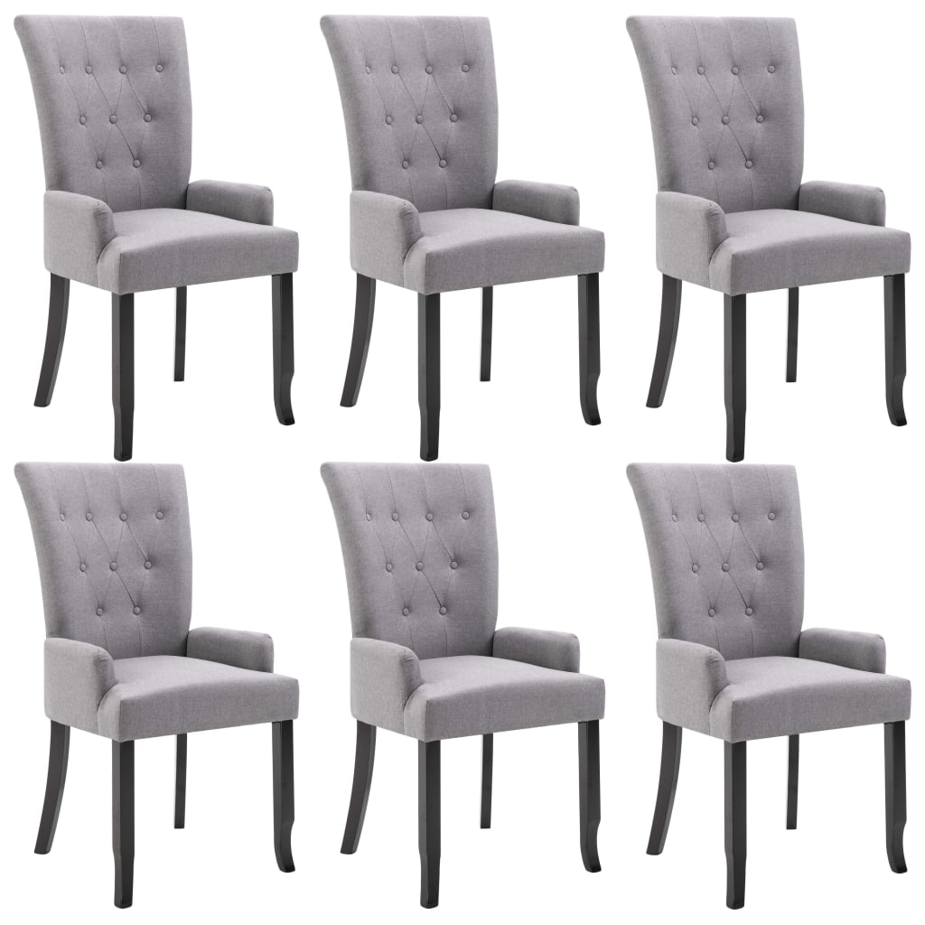 Set 6 scaune de bucatarie vidaXL, Tesatura, 54 x 56 x 106 cm Gri deschis
