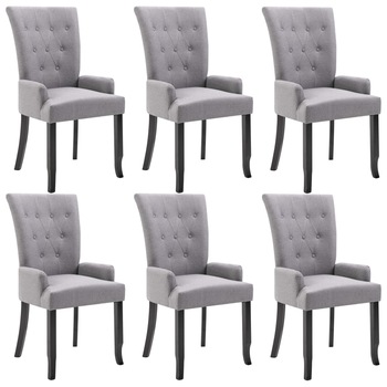 Set 6 scaune de bucatarie vidaXL, Tesatura, 54 x 56 x 106 cm Gri deschis Set 6 scaune de bucatarie vidaXL, Tesatura, 54 x 56 x 106 cm Gri deschis