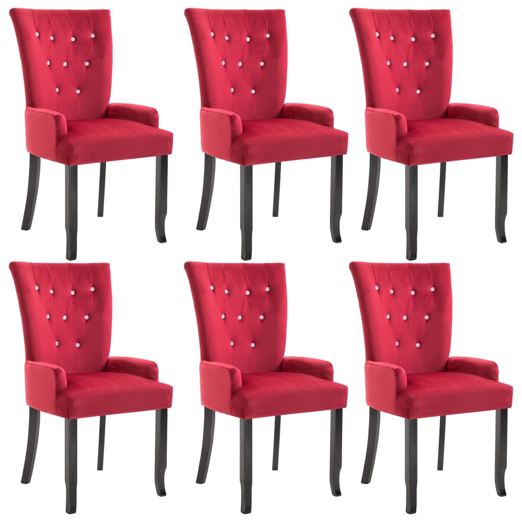 Set 6 scaune de bucatarie vidaXL, Tesatura, 54 x 56 x 106 cm, Rosu