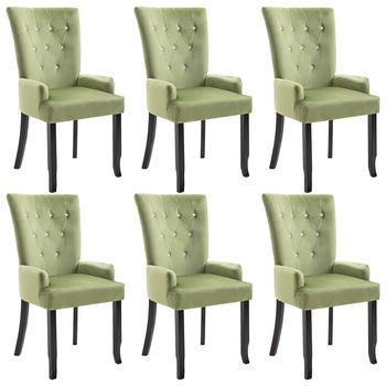 Set 6 scaune de bucatarie vidaXL, Tesatura, 54 x 56 x 106 cm Verde