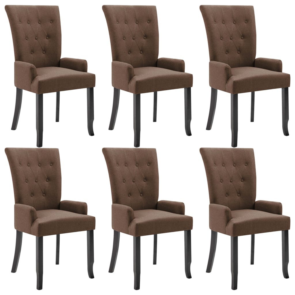Set 6 scaune de bucatarie vidaXL, Tesatura, 54 x 56 x 106 cm Maro