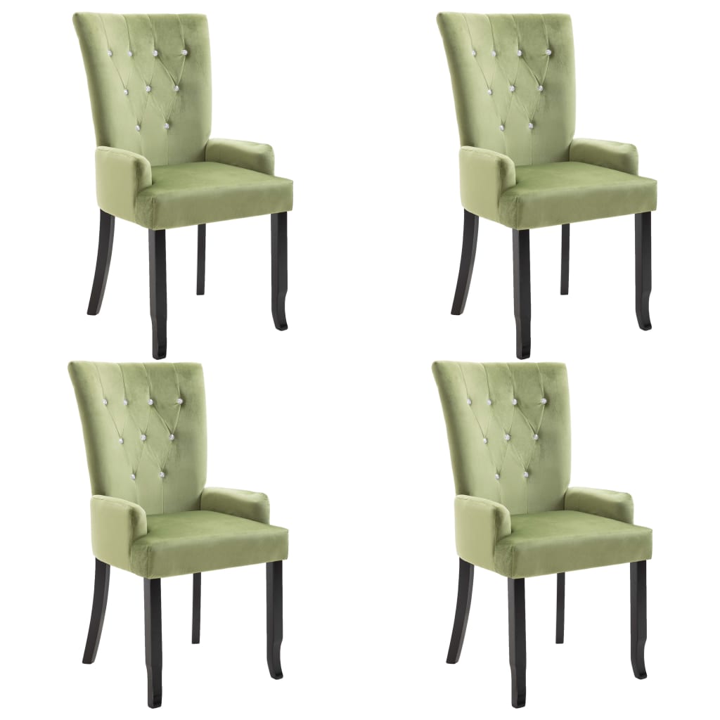 Set 4 scaune de bucatarie vidaXL, Tesatura, 54 x 56 x 106 cm Verde