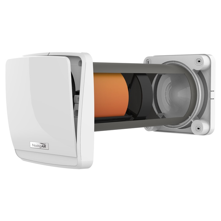 Recuperator de caldura descentralizat NovingAIR Phantom EVO Active 160, ventilatie cu recuperare, 90 m³/h, senzor umiditate si lumina, ceramic non-absorbant, telecomanda TC inclusa
