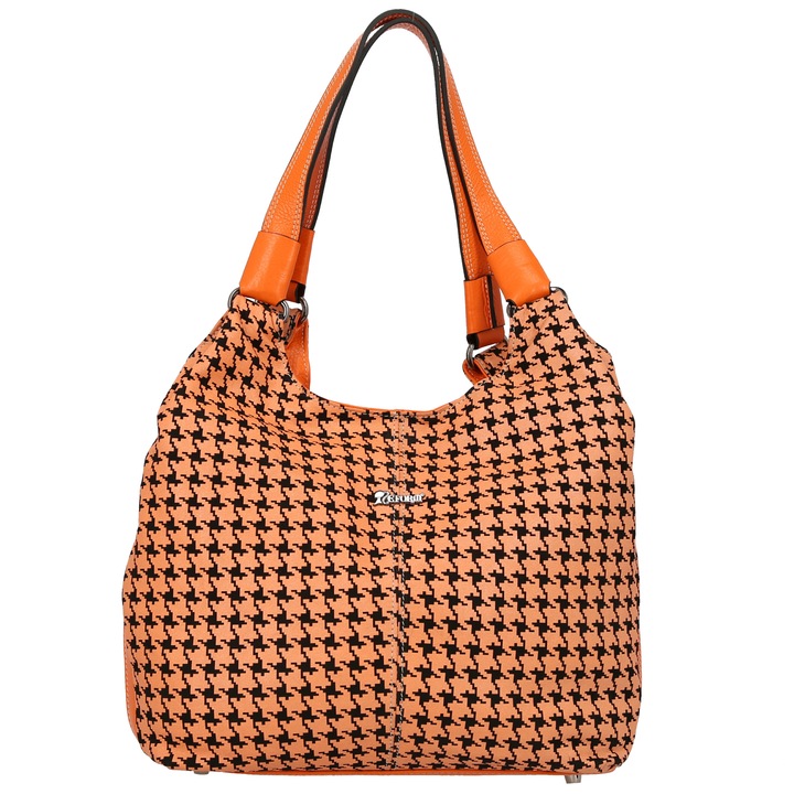 Valódi bőről készült, narancssárga feketével, női táska, 157 modell, The Bag Shop