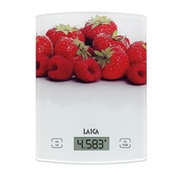 Cantar electronic de bucatarie Laica KS1029, 5 kg, Alb/Rosu