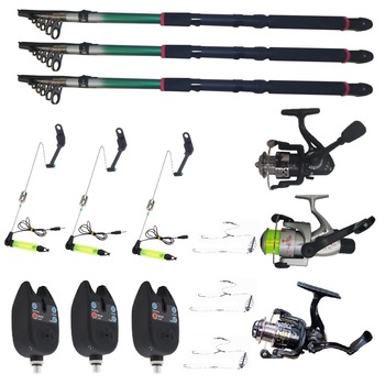 Set 3 lansete EastShark 3.6 metrii, 3 senzori eastshark, 3 swingeri led, 3 mulinete si forfati Set 3 lansete EastShark 3.6 metrii, 3 senzori eastshark, 3 swingeri led, 3 mulinete si forfati