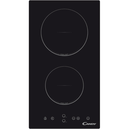 Plita incorporabila domino Candy CDH30, Vitroceramica, 2 zone de gatit, Control Touch, Timer, Negru