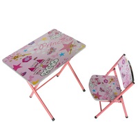 Set birou pliabil cu scaun copii design "Princess", culoare roz