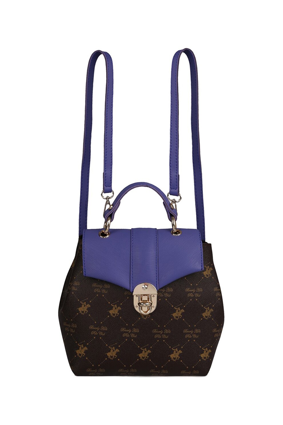 Beverly Hills Polo Club, Rucsac de piele ecologica, cu model logo, Maro