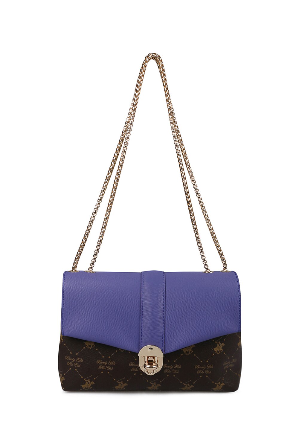 Beverly Hills Polo Club, Geanta de piele ecologica cu bareta de umar si logo, Maro