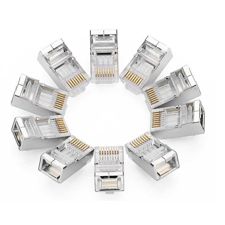 UGREEN Ethernet RJ45 метален конектор, 8P/8C, Cat.6, UTP (10бр.)