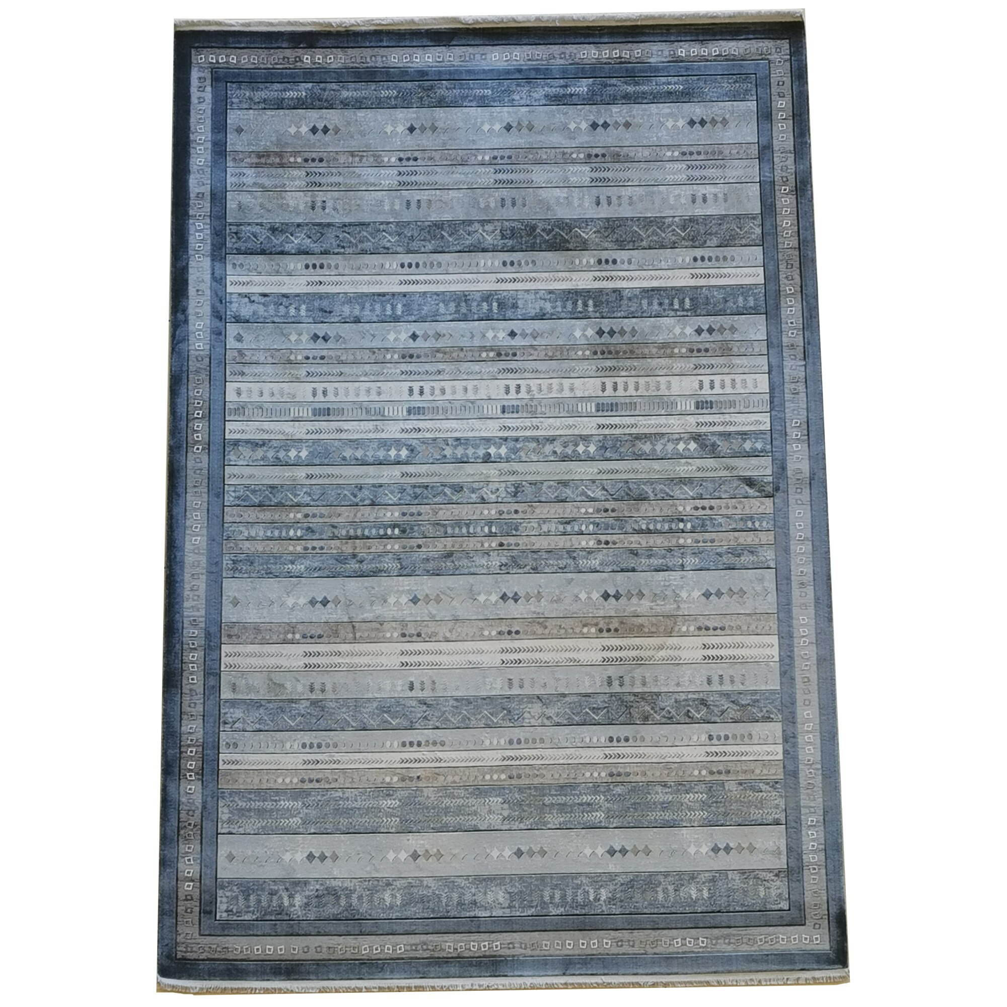 Covoare Cornelia 17942A L. Grey/ D. Grey, 160X230, fire acrilice, 2000000 puncte/mp, modern, 7mm inaltime fir