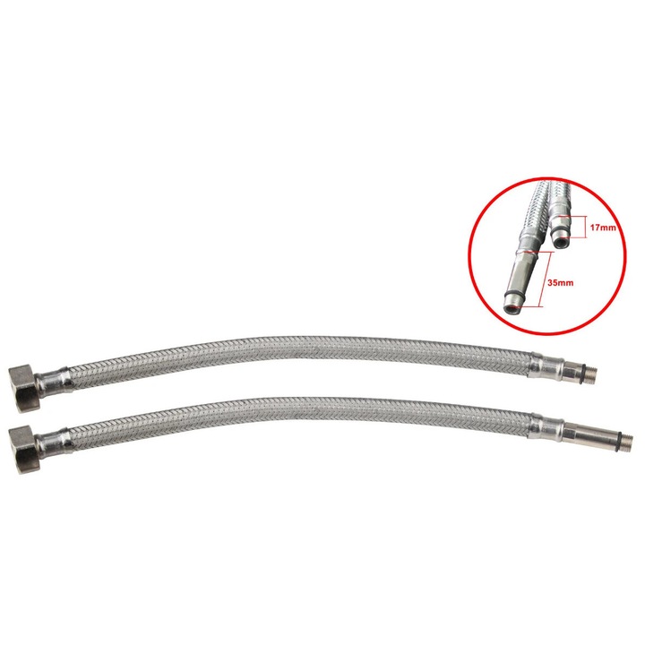 Racord Flexibil Baterie Inox - 1 Buc Baterie 90 1/2 inch M10 inch 400 mm