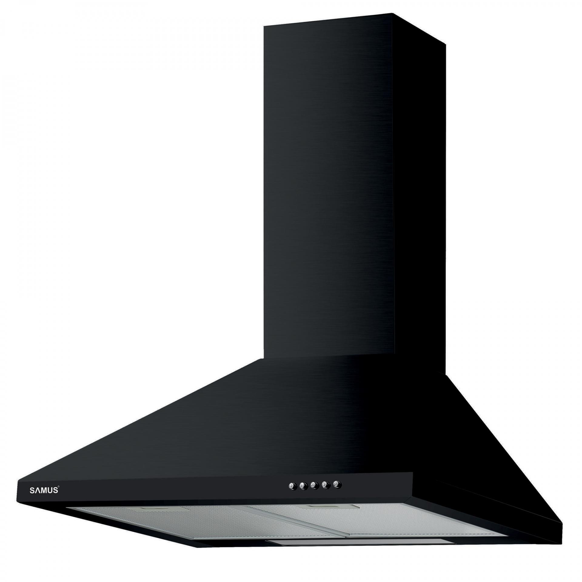 Hota decorativa Samus HS660DLB, 1 motor, 3 trepte absorbtie ,Negru