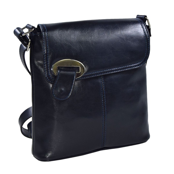 Valódi bőrből készült, sötét kék váltaska, 75 modell, TheBagShop