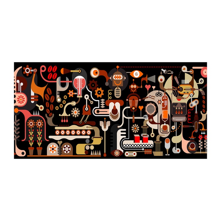 Pictura pe panza. 140 x 70cm. Decorarea peretilor "Productia de cafea”