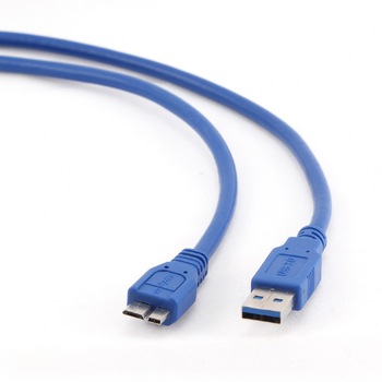 Cablu USB 3.0, lungime 3 m, Gembird, conectori USB tata la micro-USB type B tata, viteza de transfer pana la 600 Mbps, albastru Cablu USB 3.0, lungime 3 m, Gembird, conectori USB tata la micro-USB type B tata, viteza de transfer pana la 600 Mbps, albastru