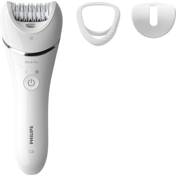 Epilator umed și uscat Philips BRE700/00, 3 accesorii, 32 pensete, utilizare fara fir, 2 setari viteza, opti-light, discuri ceramice, Argintiu Epilator umed și uscat Philips BRE700/00, 3 accesorii, 32 pensete, utilizare fara fir, 2 setari viteza, opti-light, discuri ceramice, Argintiu