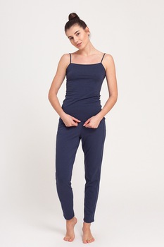 Sofiaman, Top elastic de casa cu bretele inguste Soft Touch, Bleumarin Sofiaman, Top elastic de casa cu bretele inguste Soft Touch, Bleumarin