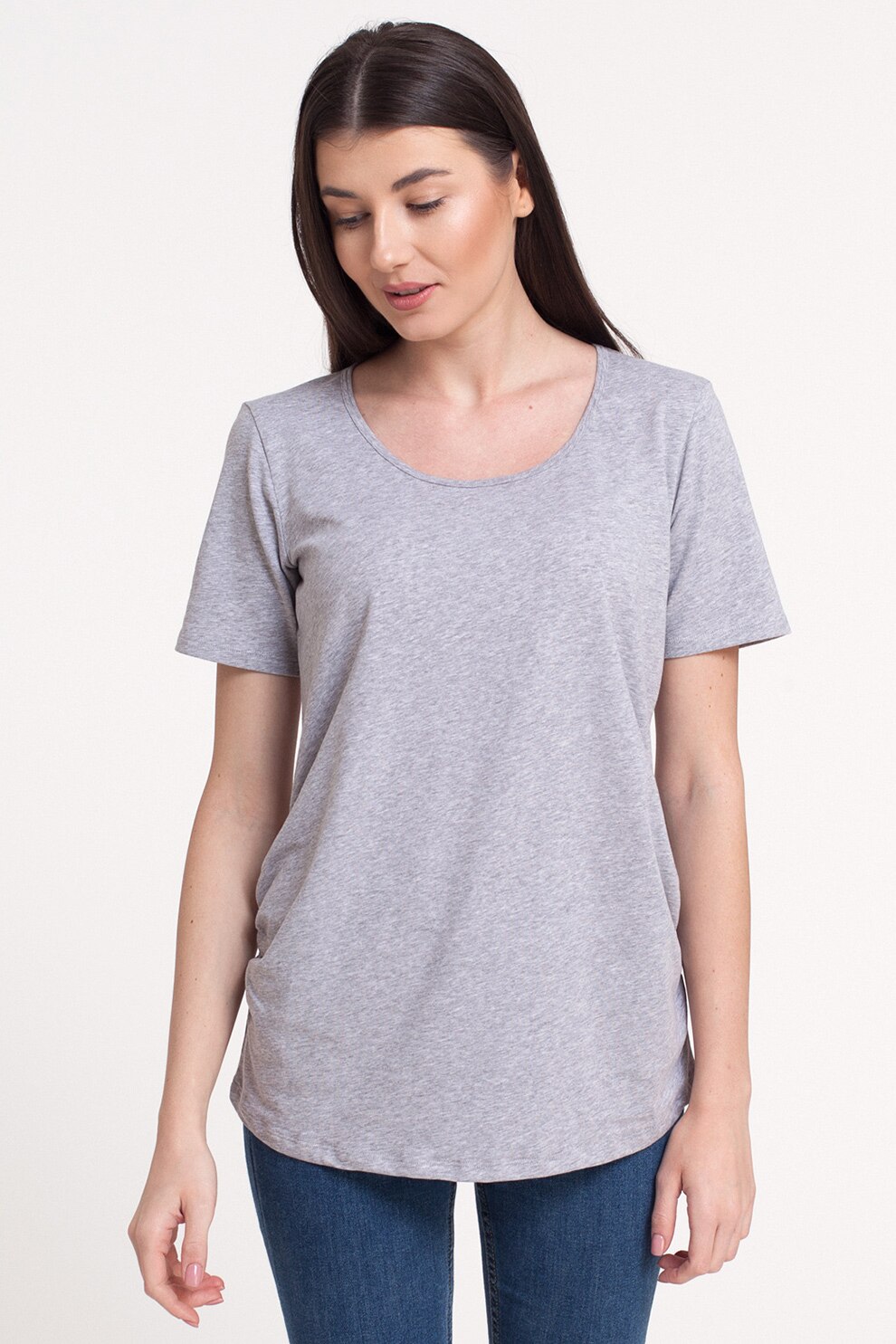 Sofiaman, Tricou lejer cu pliuri Soft Touch, Gri melange