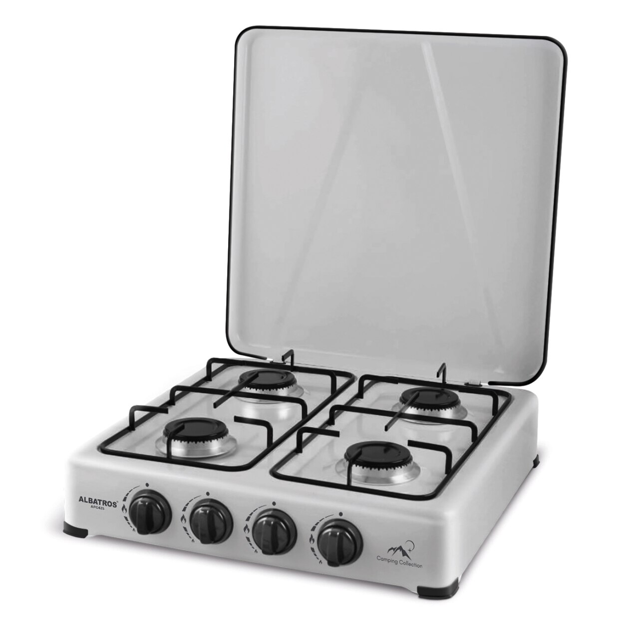 Plita pe gaz Albatros APG42S, 4 arzatoare, 6,2 KW, Argintie