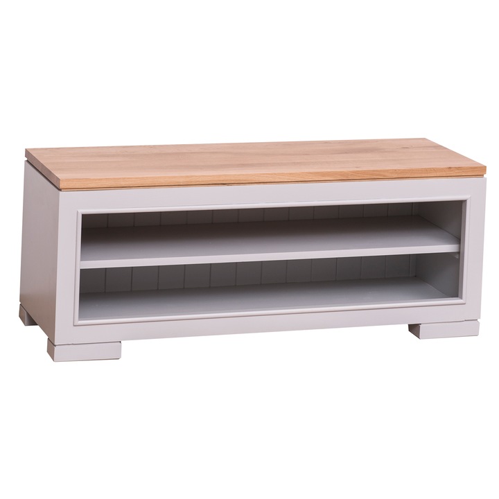 Pantofar pure, blat stejar - culoare top maro, culoare corp gri inchis, dublu color , 100% lemn masiv, 100x40x35 cm