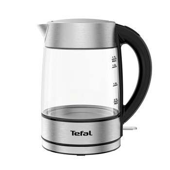 Fierbator Tefal Glass KI772D38, capacitate 1.7L, putere 2200W, argintiu&negru Fierbator Tefal Glass KI772D38, capacitate 1.7L, putere 2200W, argintiu&negru