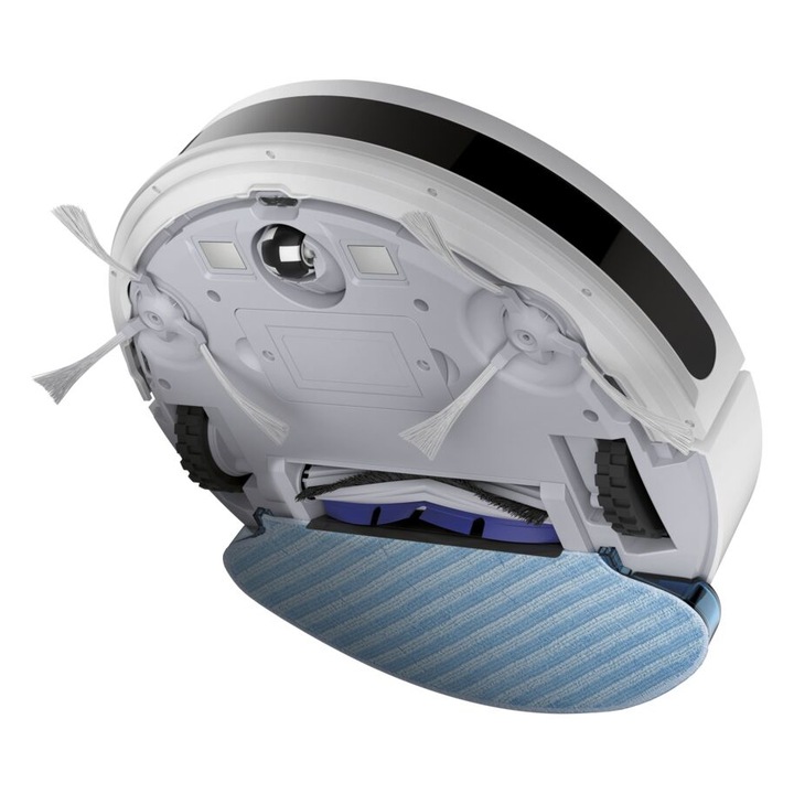 Робот прахосмукачка Rowenta X-Plorer Serie 50 RR7387WH, 33W, 1500 Pa, Автономност 120 мин., 2200 mAh, 7 сензора, Контейнер за прах 0.4 л, Контейнер за вода 110 мл, 3 функции за почистване, Wi-Fi, Гласово управление, Система Aqua Force, Бял