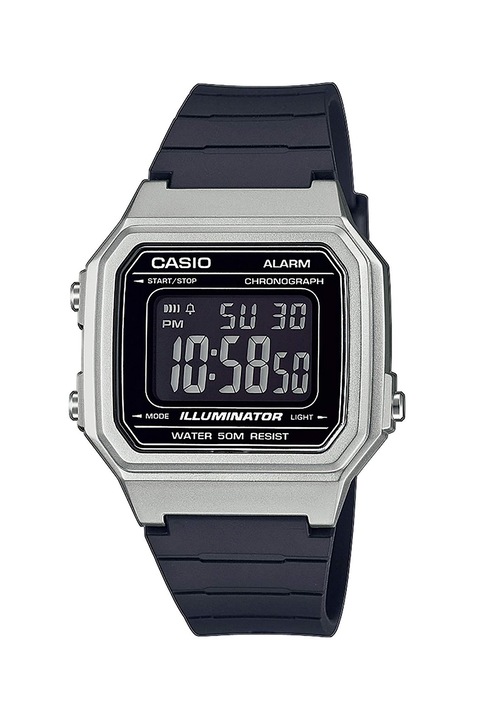 Casio, Цифров часовник с хронограф, Черен / Сребрист