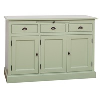 bufet szel-mob cu 3 usi si 3 sertare cu sine bas culoare exterior verde deschis culoare interior alb dublu color 100 lemn masiv 90x134x50 cm imagen 3_0_
0