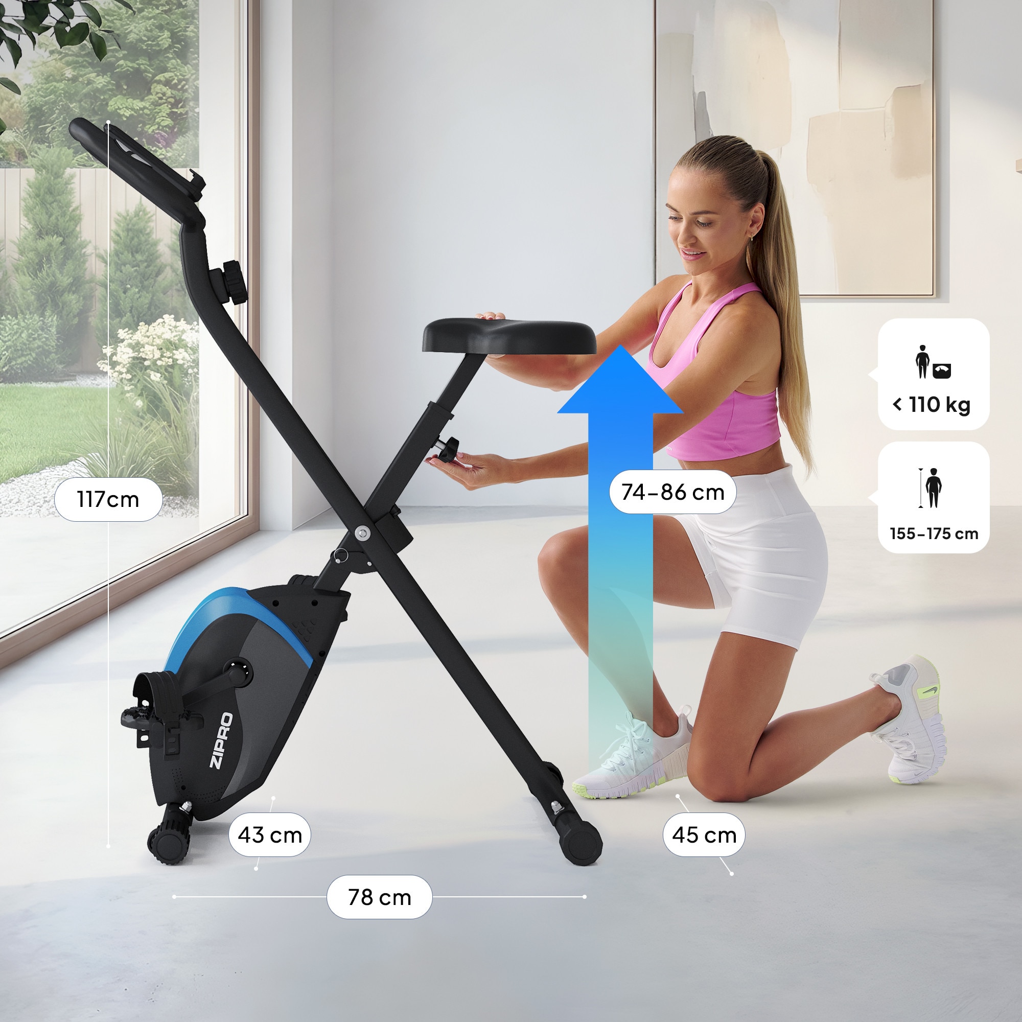 Bicicleta fitness Zipro Future X, Volanta 4.5kg, Greutate maxima
