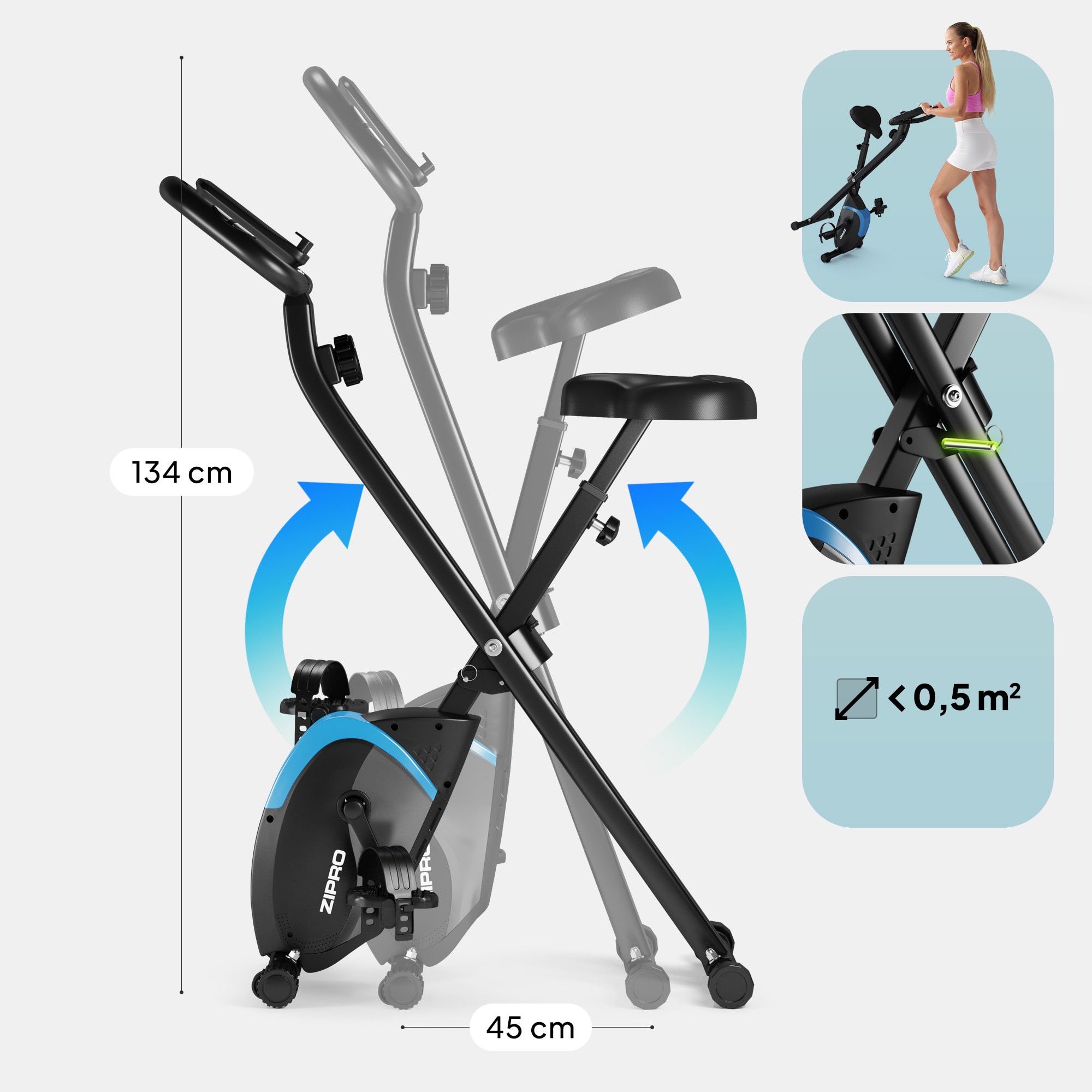 Bicicleta fitness Zipro Future X, Volanta 4.5kg, Greutate maxima