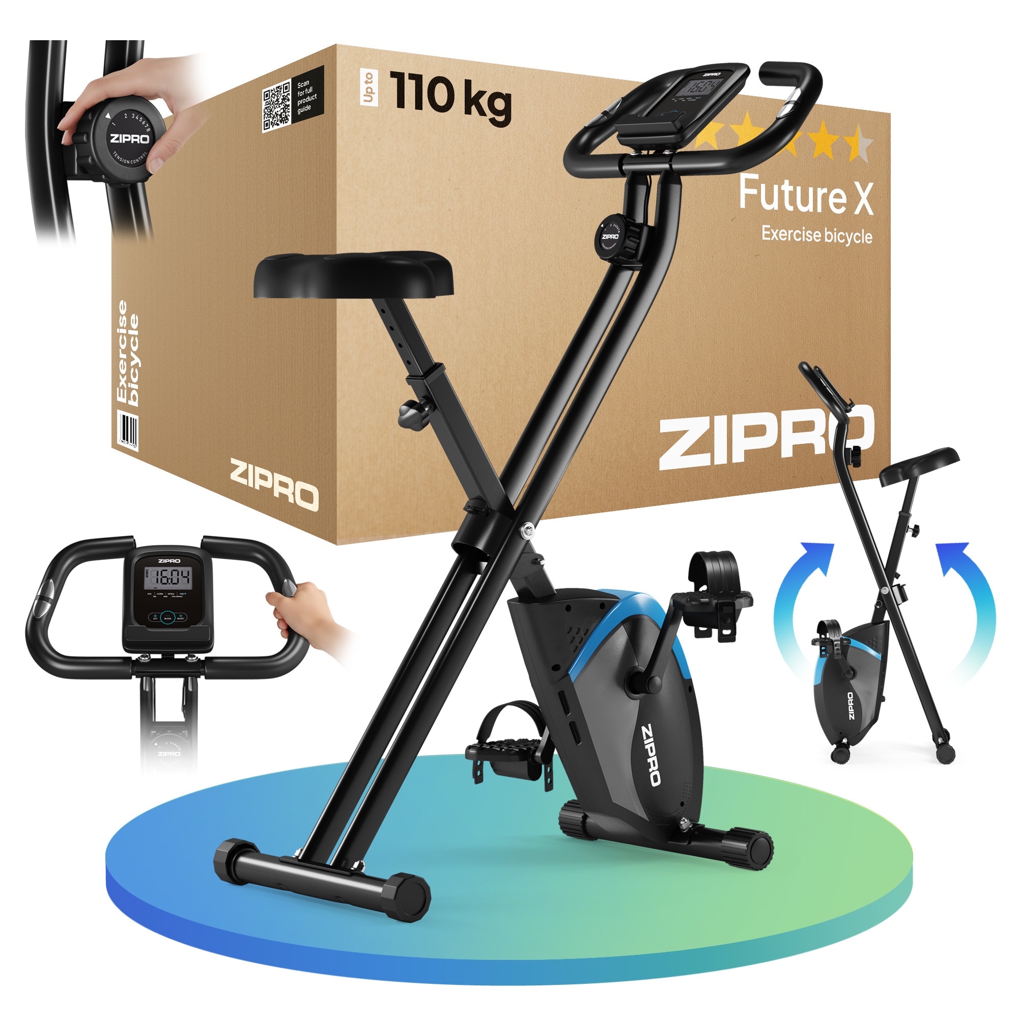 Bicicleta fitness Zipro Future X, Volanta 4.5kg, Greutate maxima