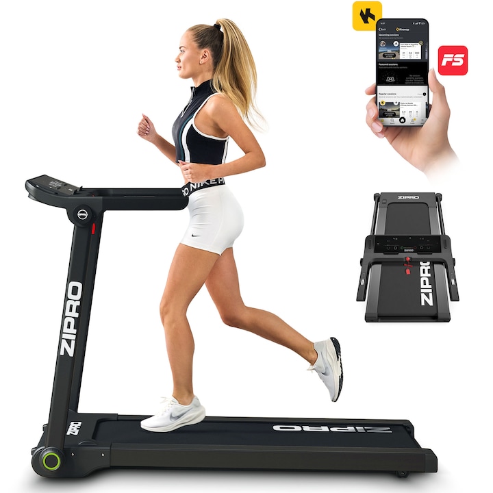 Бягаща пътека Zipro Pacto, iConsole, Мотор 2.5/4 к.с., Скорост 0.8-12 км/ч, Максимално поддържано тегло 130 кг