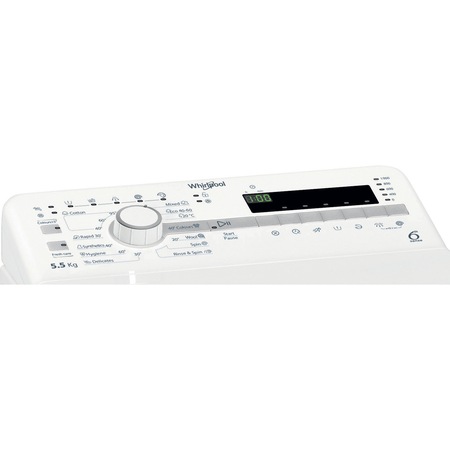 Masina de spalat rufe cu incarcare verticala Whirlpool TDLR55020SEUN, 5.5 kg, 1000 RPM, Clasa E, Tehnologia al-6lea Simt, Alb