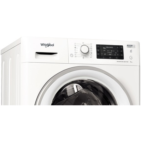 Masina de spalat rufe slim Whirlpool FreshCare+ FWSD81283SVEEN, 8 kg, 1200 rpm, Clasa A+++, Steam Refresh, Steam Hygiene, Tehnologia al-6lea Simt, Motor Inverter, Display LCD, Alb