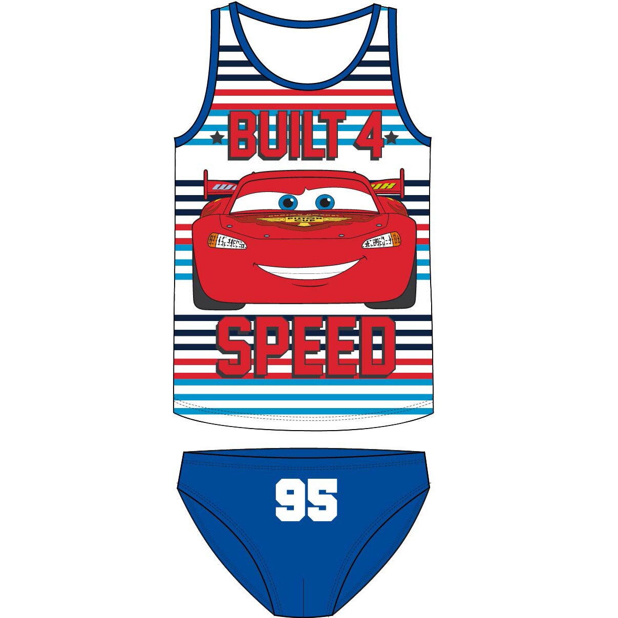 Set 2 piese, bumbac, Disney, Built for speed, Albastru