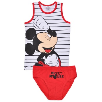 Set 2 piese, Disney, Mickey, Alb/Rosu Set 2 piese, Disney, Mickey, Alb/Rosu