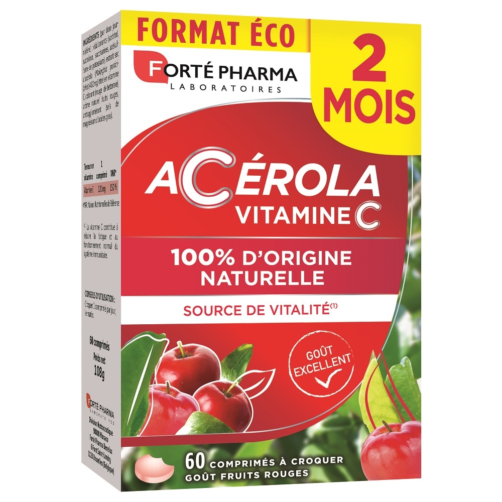 Supliment alimentar Acerola Fortepharma, 60 comprimate masticabile