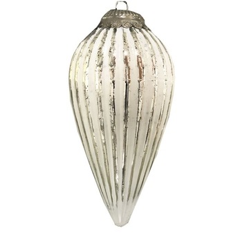 Decoratiune de sticla glob conic, de agatat, argintiu, 44 cm Decoratiune de sticla glob conic, de agatat, argintiu, 44 cm