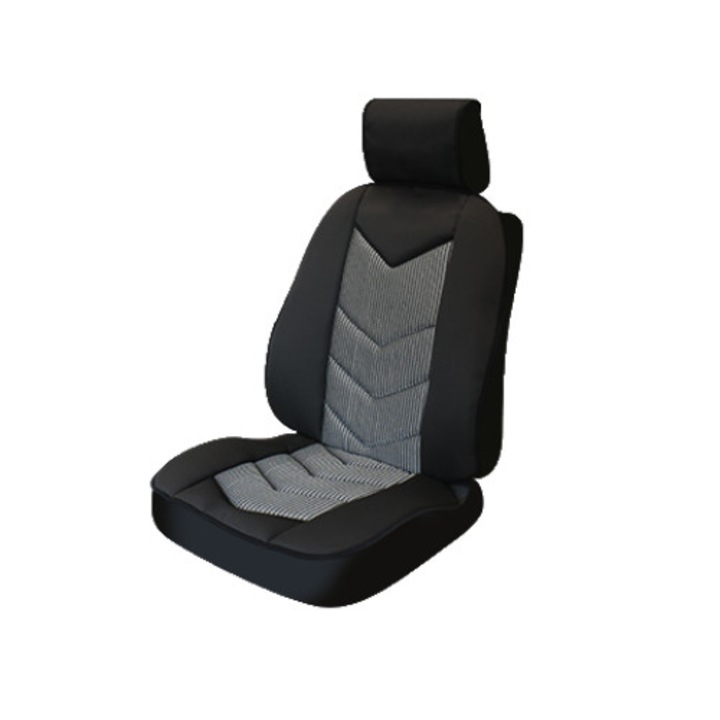 Ергономично покривало за столче за кола, Универсален модел, Текстилен материал 1 бр., SMARTIC®, черен/сив
