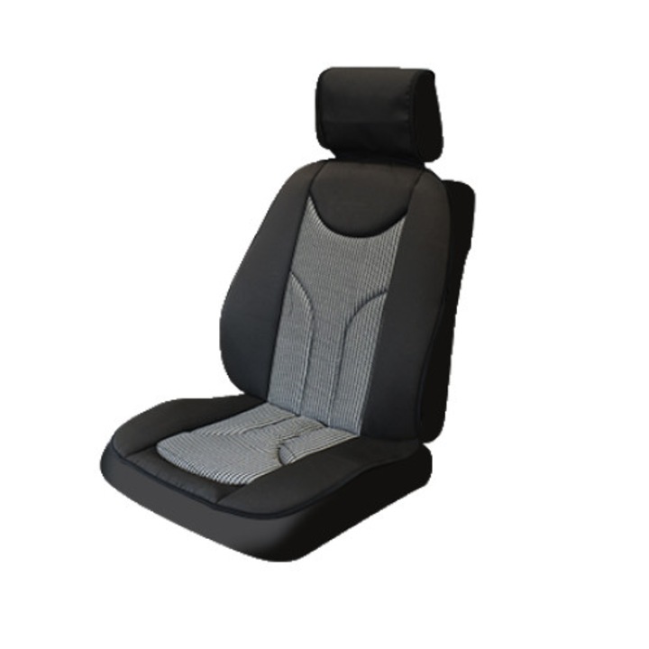 Анатомичен калъф за столче за кола, универсален модел, текстилен материал от 1 част, SMARTIC®, черен/сив