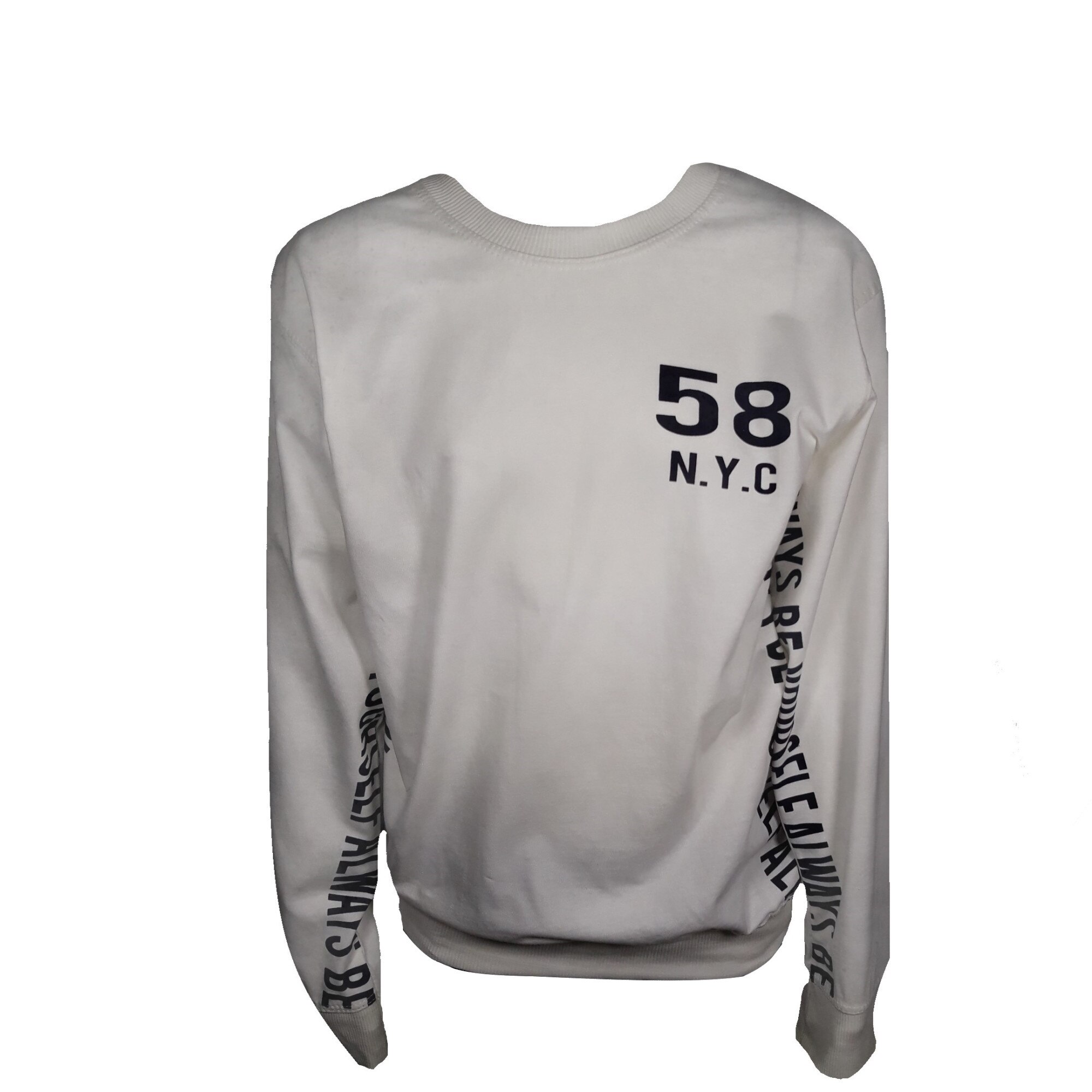 Bluza baieti, alba, din bumbac , cu imprimeu pe piept si pe maneca, Alb